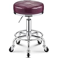 Stools,Rolling Stool on Wheels Beauty Salon Hydraulic Rolling Stool, Wider Comfortable Height Adjustable Swivel Seat Heavy-Duty Vanity Stool with Wheels, for Spa Massage/Purple