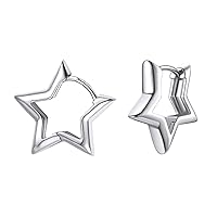 Hypoallergenic Small Star/Heart/Spike/Square Huggie Earrings for Women 18K Gold/Platinum Plated Cute Girls' Studs