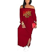 Women's Sexy Off The Shoulder Dresses Casual Long Sleeve Plus Size Long T Shirt Maxi Dress Club Outfits