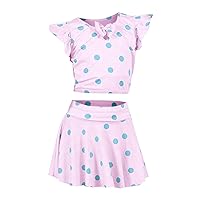 Girls Bathing Suits 10 Summer Toddler Girls Polka Dot Print Flying Sleeve Short Top Girls Competition Swimsuits