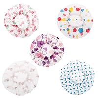 Shower Caps For Women Waterproof Reusable Shower Hair Caps Flower Print For Long Short And Curly Hair For Babies Dry Hair Cap With Button