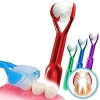 4-PK 3-Sided Toothbrush | Easily Brush Better | Easy to Clean Even The Hard to Reach Areas Along The Gum Line | Perfect for Adults and The Whole Family | Made in USA.