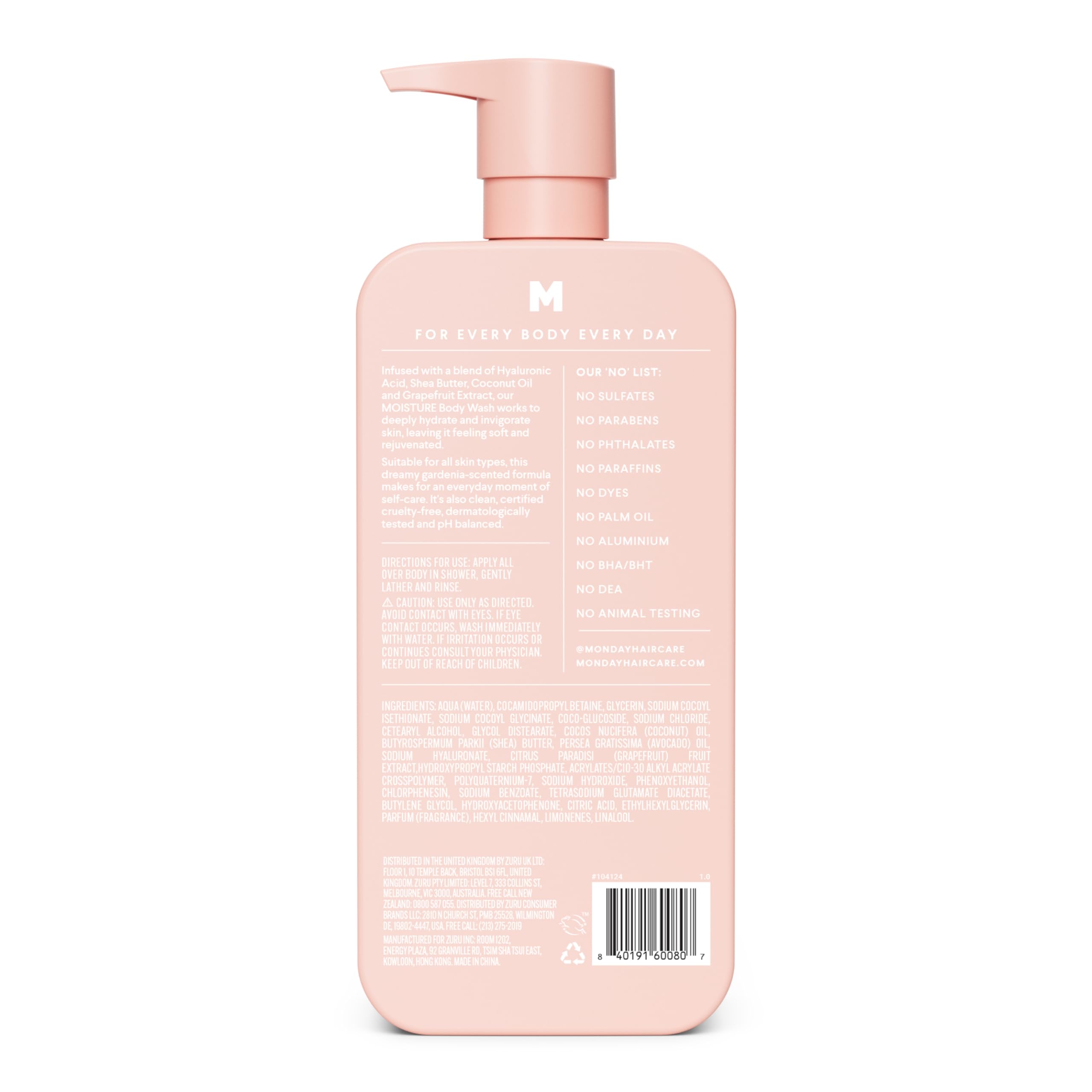 MONDAY HAIRCARE Moisture Body Wash 27oz - Nourishing Ingredients, Shea Butter, Coconut Oil and Grapefruit Extract, Hyrdrate and Replenish Skin