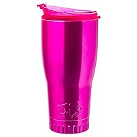 Silver Buffalo Double Walled Vacuum Insulated Stainless Steel Tumbler With Flip Top Lid Keeps Hot and Cold, Travel Coffee Mug Leakproof Lid, 30 Ounces, Classic Pink