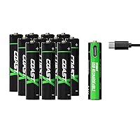 Coast AAA USB-C Rechargeable Batteries, ZITHION-X, Lithium Ion 1.5v 750 mAh, Long Lasting, Charges Under 1.25 Hours, Over 1000 Charges, Charging Cable Included, 12-Battery Pack