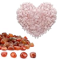 1LB Rose Quartz Crystal Chips & 1LB Red Agate Pebbles