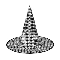 Mqgmzsilver Sequin Sparkle Pattern Print Enchantingly Halloween Witch Hat Cute Foldable Pointed Novelty Witch Hat