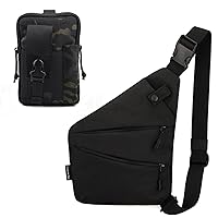 Sling Chest Bag for Men Anti-Theft Conceal Carry Crossbody Bag and Black Camo Tactical Molle Pouch Bag EDC Utility Gadget Attachments Bag (pack of 2)