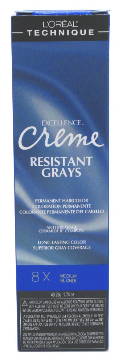 Loreal Excellence Creme Resist#8X Med. Blonde 1.74 Ounce (51ml) (3 Pack)
