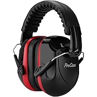 Noise Reduction Safety Ear Muffs, Hearing Protection Earmuffs, NRR 28dB Noise Sound Protection Headphones for Shooting Gun Range Mowing Construction Woodwork Adult Kids -Red