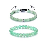 Jovivi Bundle of Healing Crystal Bracelet for Men Green Aventurine Gemstone Beaded Bracelets 8mm Round Stone Beads Stretch Bracelet