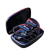 LeCuy Bluetooth Earbuds Wireless Sports Running Workout Headphones with Over The Ear Hook Premium Sounds TWS with Deep Bass IPX5 Waterproof, Smart LED Display Charging case Black
