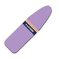 Ironing Board Cover and Pad Extra Thick Heavy Duty Padded 4 Layers, Silver Coated Ironing Board Cover, Non Stick Scorch and Stain Resistant Standard Size 15x54 inch with Elasticized Edges (Lilac)