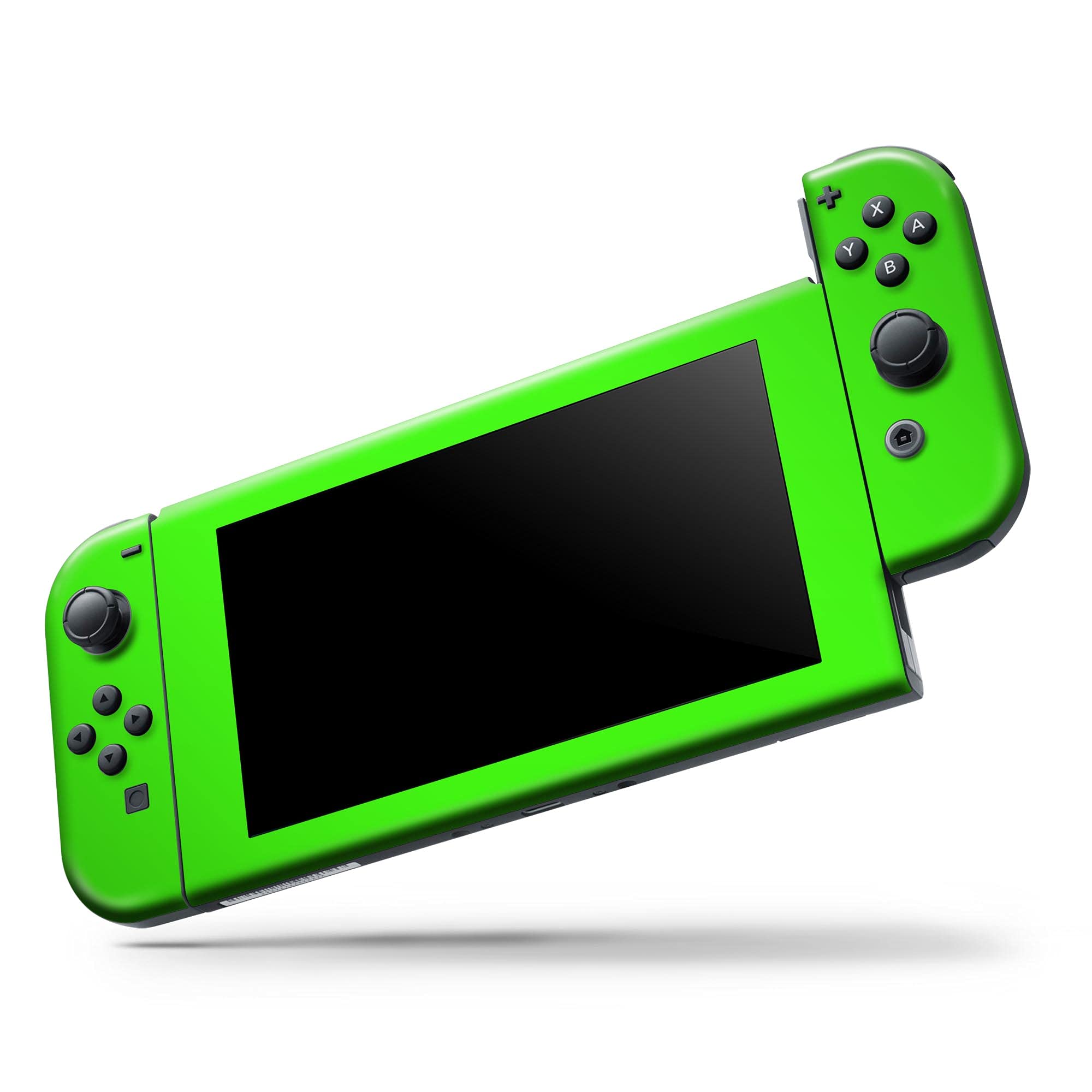 Design Skinz - Compatible with Nintendo Switch Console Bundle - Skin Decal Protective Scratch-Resistant Removable Vinyl Wrap Cover - Solid Lime Green V2