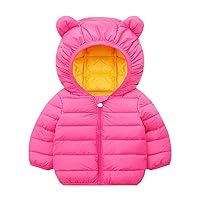 Toddler Snow Jacket Boys Toddler Kids Baby Boys Girls Winter Warm Jacket Solid Coats Outerwear (Hot Pink, 12-18 Months)