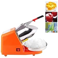 Electric Ice Crusher/Ice Shaver Machine, Stainless Steel Snow Cone Maker for Ice Cream, Cold Drinks, Fruit Dessert and Cocktail,Orange