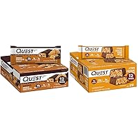 Quest Chocolate Peanut Butter Protein Bars Bundle with Chocolate Peanut Butter Crispy Hero Protein Bars, 18g Protein, 1g Sugar, 12 Count