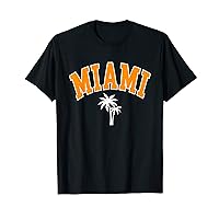 Miami Beach MIA Florida Palm Trees USA College Font T-Shirt