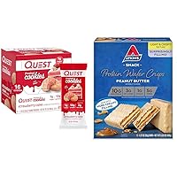 Quest Nutrition Frosted Strawberry Cake Cookies & Atkins Peanut Butter Protein Wafer Crisps Bundle, 1g Sugar Cookies, 4g Net Carb Wafers