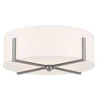 Kichler Malen 52594CLP Flush Mount 4-Light 20˝ with White Fabric Shade in Classic Pewter