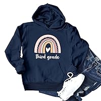 Third Grade Teacher Hoodie Drawstring Casual Sweatshirt with Pockets Fall Clothes Teacher Gifts Pullover Tops