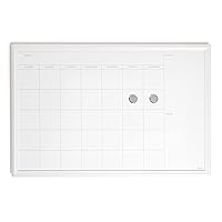 U Brands Farmhouse Dry Erase Calendar with White Frame Set, Office Supplies, with Magnets, 20” x 30”, 3 Pieces
