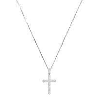 Dazzlingrock Collection 0.30 Carat (ctw) Round Lab Grown White Diamond (Unisex) Religious Gothic Cross Pendant with 18 inch Silver Chain in 925 Sterling Silver