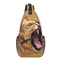 Roaring Lion Chest Bag Shoulder Bag, Cute Animals Sling Backpack Casual Travel Bag For Men And Women