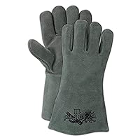 M6700FHL Weld Pro Green Side Split Full Leather Welder's Gloves, Leather, X-Large, Grey (Pack of 12)
