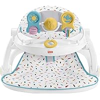 Fisher-Price Portable Baby Chair Deluxe Sit-Me-Up Floor Seat with Snack Tray and Toy Bar, Rainbow Sprinkles