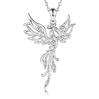 925 Sterling Silver Rising Phoenix Necklace Pendant Rise from the Ashes Jewelry Gifts for Women Christmas Birthday