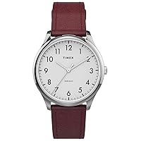 Timex 32 mm Modern Easy Reader Leather Strap Watch Red One Size