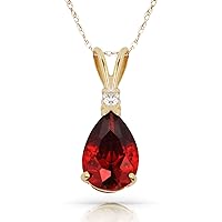 JewelryWeb Solid 14K Beautiful Yellow Gold Cubic Zirconia Pendant Necklace (12 colors)