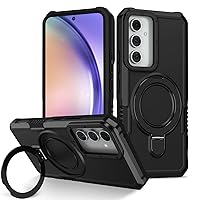 Stand Phone Case for Samsung Galaxy A25 161 mm Hard PC+Soft TPU+Fulcrum Bracket Phone Case Shockproof Anti-Drop Protective Phone Cover Military Cases Bult-in Hidden Bracket Black