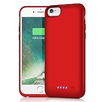 Battery Case for iPhone 6s/6/8/7/SE(2020/2022),Upgraded 6000mAh Ultra Slim Rechargeable Charging Case External Battery Pack Charger Case for iPhone 8/7/6s/6/SE(3rd and 2nd Gen)[4.7 inch]-Red