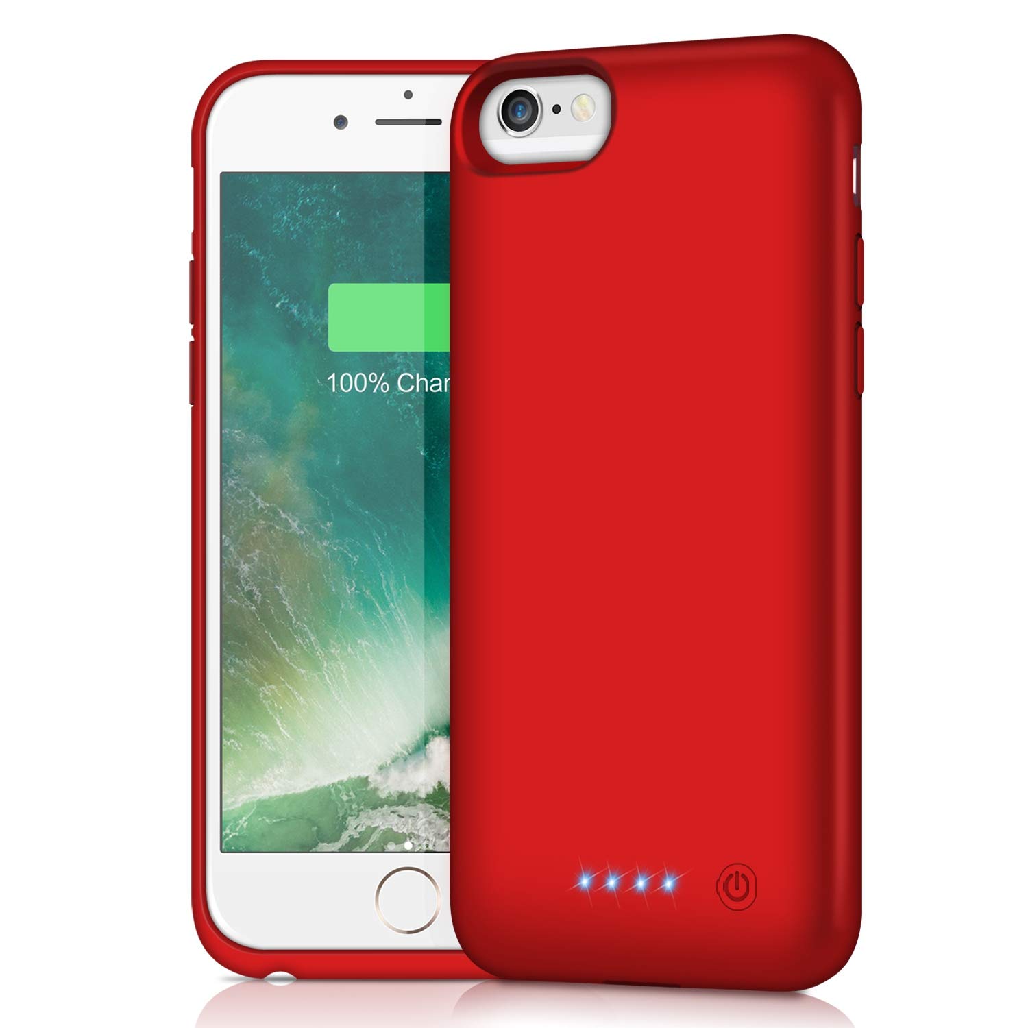 HETP Battery Case for iPhone 6s/6/8/7/SE(2020/2022),Upgraded 6000mAh Ultra Slim Rechargeable Charging Case External Battery Pack Charger Case for iPhone 8/7/6s/6/SE(3rd and 2nd Gen)[4.7 inch]-Red