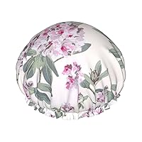 Dusky Rose Print Double Layer Waterproof Shower Cap, Suitable For All Hair Lengths (10.6 X 4.3 Inches)