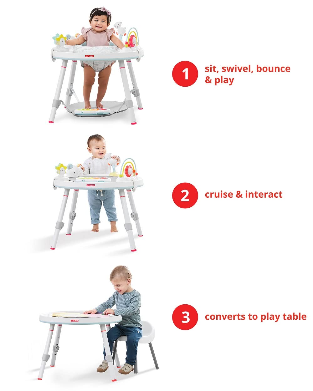 Skip Hop Baby Activity Center: Interactive Play Center with 3-Stage Grow-with-Me Functionality, 4mo+, Silver Lining Cloud