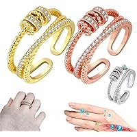 Threanic Triple-Spin Ring, Rings, Unisex Adjustable Stacking Spinning Worry Ring (Color : E-2pc)