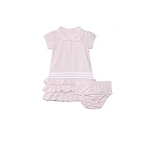 adidas Baby Girls Short Sleeve Active Polo Ruffle Dress, Clear Pink Set