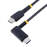 StarTech.com 6ft (2m) USB C to C Charging Cable Right Angle - 60W PD 3A - Heavy Duty Fast Charge USB-C Cable - USB 2.0 Type-C - Rugged Aramid Fiber - USB Charging Cord (R2CCR-2M-USB-CABLE)
