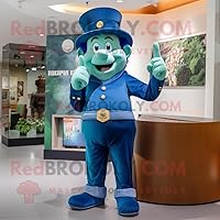 Blue Leprechaun mascot costume character dressed with a Trousers and Caps