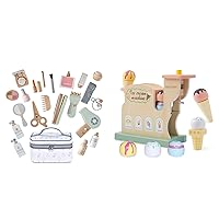 Pretend Play Toy Set for Toddlers, Wooden Makeup Toy Set for Kids, Wooden Ice Cream Maker Toy for Chlidren