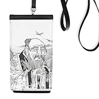 Dao China Ink Painting Phone Wallet Purse Hanging Mobile Pouch Black Pocket