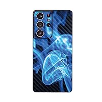 MightySkins Carbon Fiber Skin Compatible with Samsung Galaxy S21 Ultra - Blue Flames | Protective, Durable Textured Carbon Fiber Finish | Easy to Apply, Remove, and Change Styles | Made in The USA