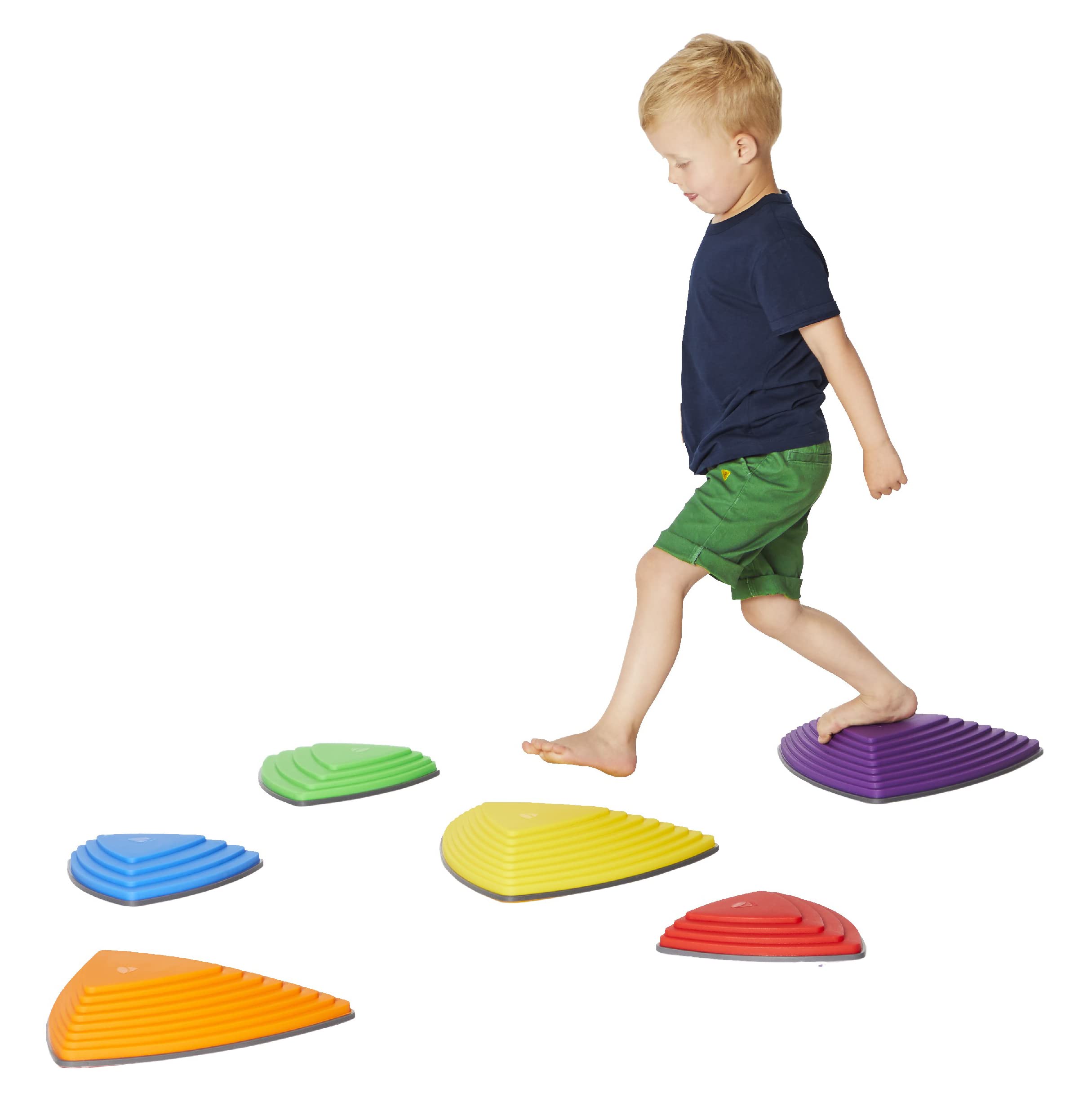 GONGE River Stones - The Original Non-Slip Stepping Stones for Kids - Balance, Coordination, Motor Skills - Vibrant Colors - Set of 6