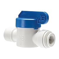 John Guest Speedfit 3/8 Inch OD x 3/8 Inch NPTF Male Shut-Off Valve, Push to Connect Plastic Plumbing Fitting, White, PPSV011223WP