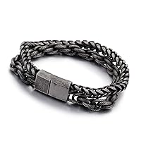 Male Punk Vintage Heavy Hiphop Black Stainless Steel Matte Chain Link Bracelet for Men Bracelets & Bangles Biker Jewelry 7.5