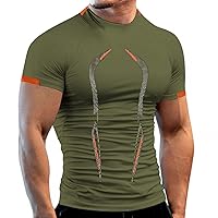Men's Gym Compression Shirts Crew Neck Short Sleeve Bodybuilding Athletic Muscle Tops Slim Fit Workout Active Baselayer