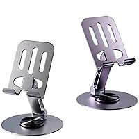 2 Pack Mobile Phone Holder iPad Tablet Holder Metal Holder Rotary Folding Phone Desktop Holder for iPhone Samsung Google Pixel All Mobile Android Smartphone（Silver and Purple）